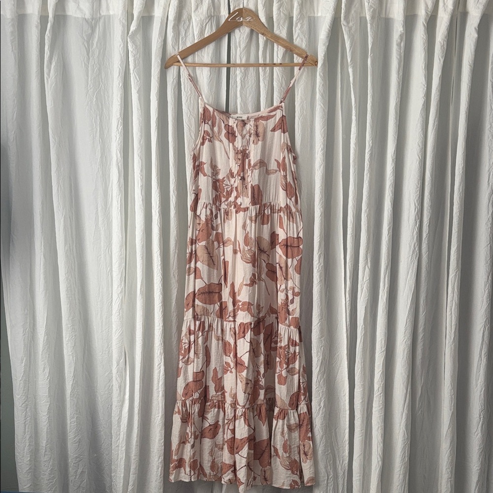 Mine Cream and Brown Floral Maxi Dress
